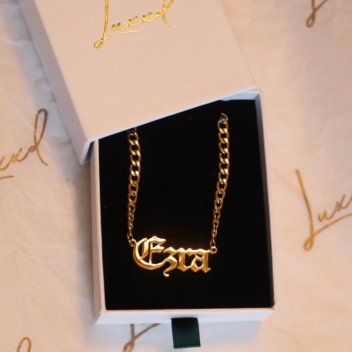 Custom Old English Name Necklace