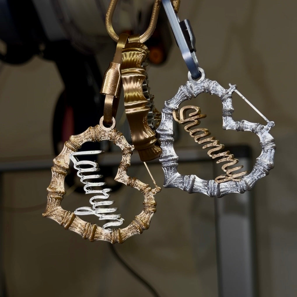 Custom Two-Toned Bamboo Earring Bag Charm